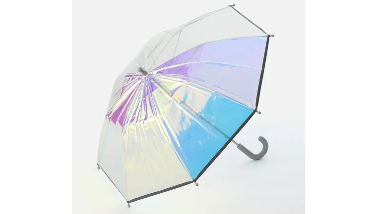 雨の日がもっと楽しくなる♪ キッズ用「虹色ビニール傘 45cm」