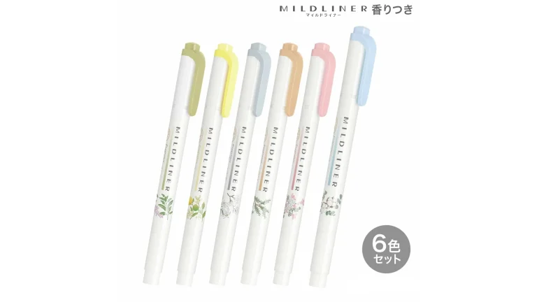 癒しの香りで彩る文房具時間。ゼブラの限定蛍光ペン「マイルドライナー フレグランスシリーズ」6色セットが登場！