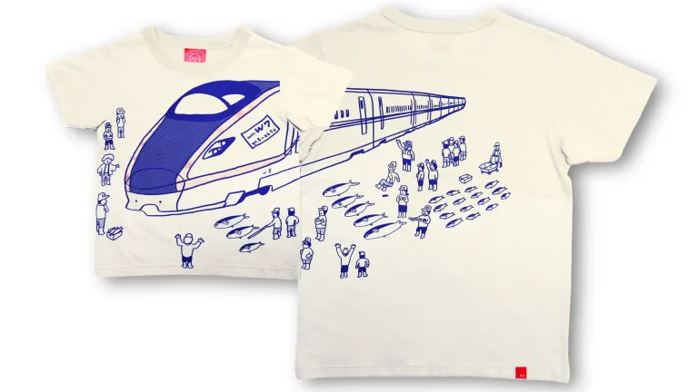 半袖Tシャツ「UO-ICHIBA（魚市場）」｜新幹線W7系が市場に出現！？遊び心あふれるOJICOデザインTシャツ