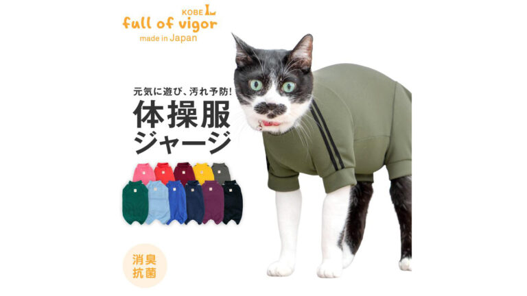 動きやすさ抜群！猫の皮膚保護や過剰グルーミング対策におすすめ『体操服ジャージ』