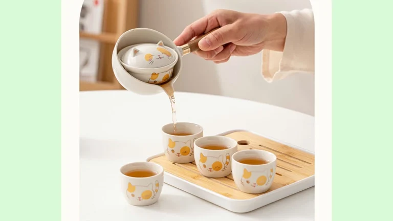 福を呼ぶ猫デザイン♪急須＋茶杯＋茶盤セットで過ごす至福のおうち時間