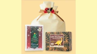 【クリスマス限定】手のひらサイズの恐竜ライト×選べる紅茶セット｜見て癒されて飲んでくつろぐ冬ギフト