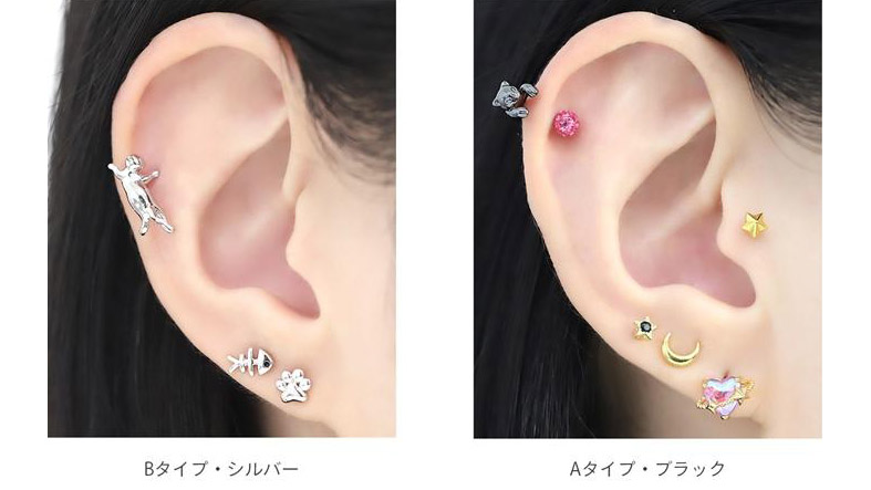 さりげなく猫を身につける｜RIN片耳用ピアス16Gで耳元にアクセント