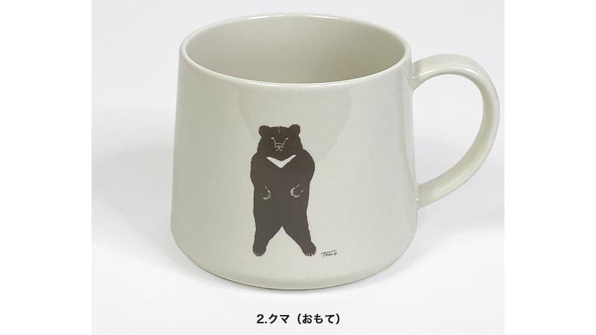 ネコとクマが寄り添う｜tomotakeデザインの波佐見焼マグカップ