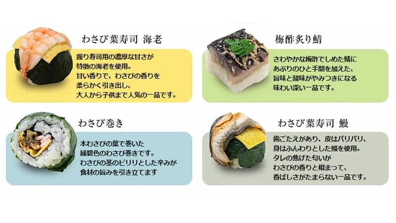 お祝いにおすすめの華やか寿司|奈良の伝統『手鞠わさび葉寿し』