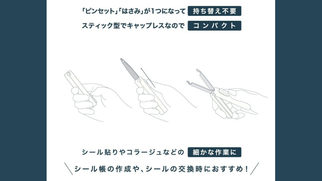 コラージュ好き必見!ピンセットとはさみが一体化した「ツマムノ」