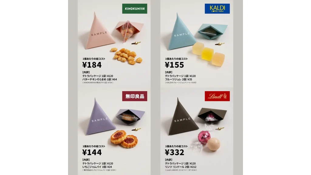 配るだけで印象アップ。名入れテトラパッケージの魅力