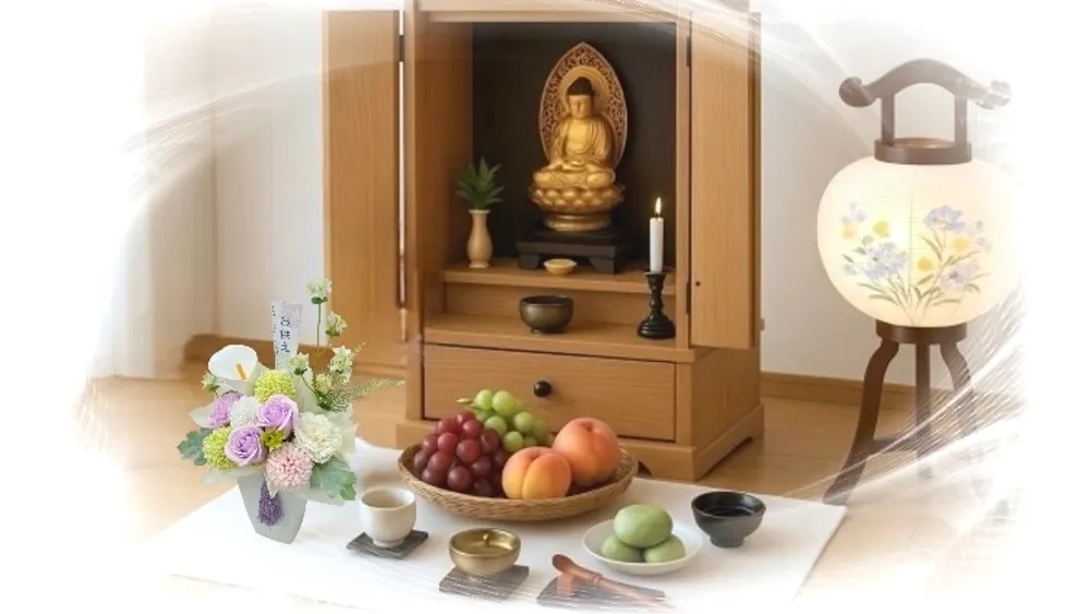 仏壇に安心して飾れる。上品なソープフラワーのお供え