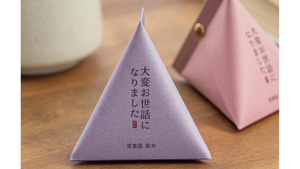 配るだけで印象アップ。名入れテトラパッケージの魅力