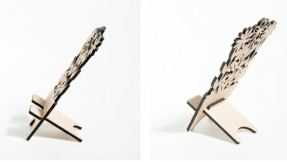 北欧風でおしゃれ!デスクが映える|花デザインの木製スマホスタンド