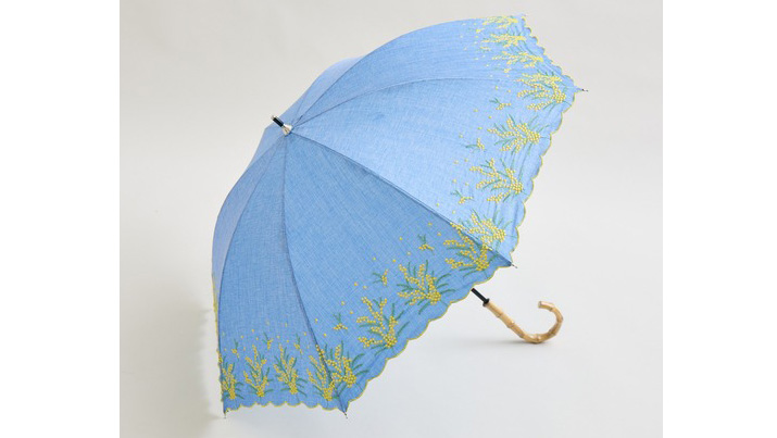 大人かわいい雨傘|バンブーハンドルのミモザ傘