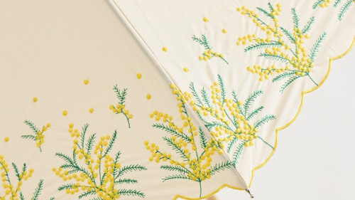 大人かわいい雨傘|バンブーハンドルのミモザ傘