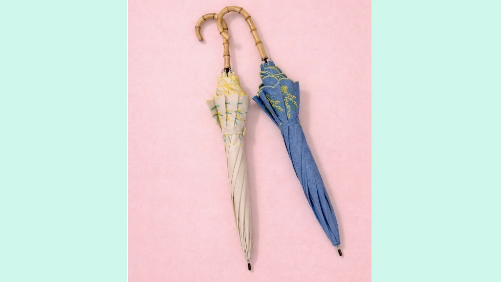 大人かわいい雨傘|バンブーハンドルのミモザ傘