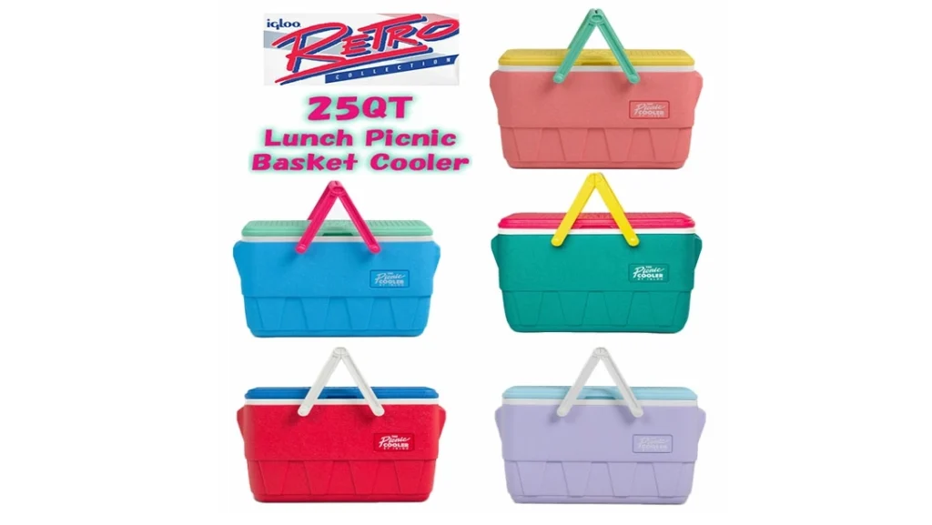 【Igloo Retro Jade 25QTランチピクニックバスケットクーラー】90年代レトロデザインが可愛い！アウトドア映えする大容量クーラーボックス
