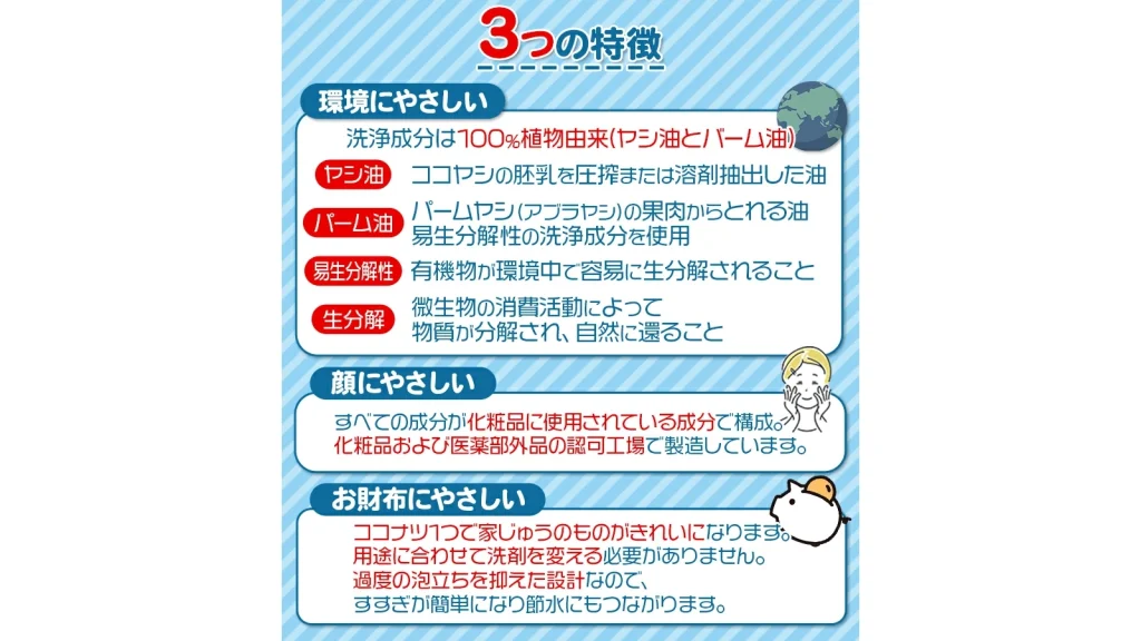 洗濯・食器洗い・掃除まで対応！環境にも人にもやさしい『ココナツ洗剤』