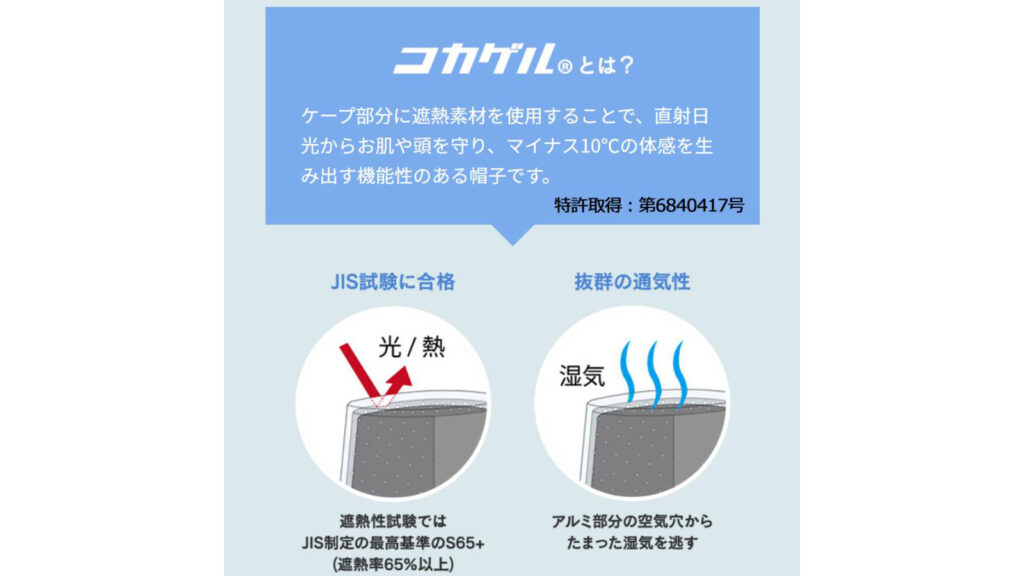 木陰のような涼しさを実現!コカゲルの遮熱ハットが夏の必需品に。