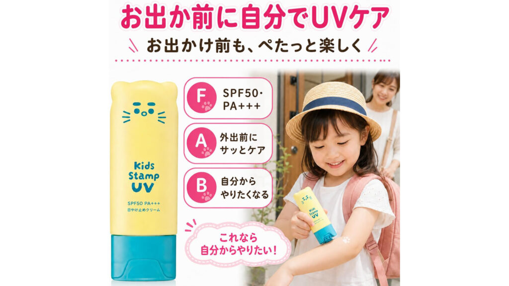 肉球スタンプで楽しく塗れる『ビオレ キッズスタンプ UV』