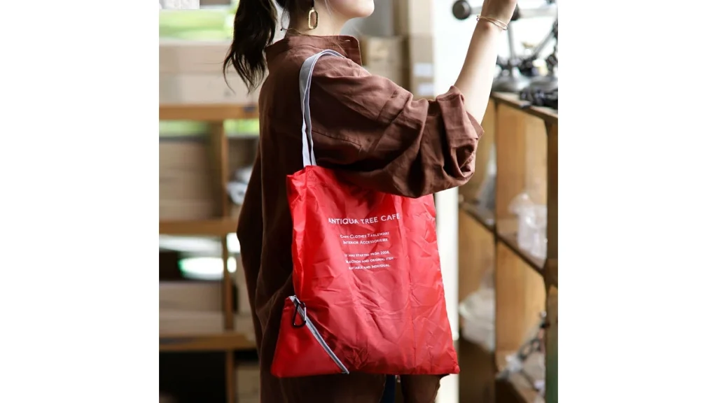 ANTIQUA TREE CAFE『エコバッグ』折りたたみ&カラビナ付きで持ち運び便利